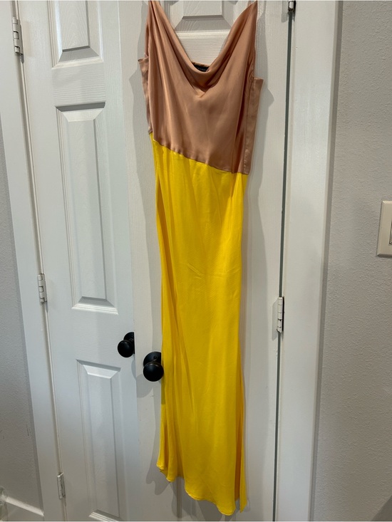 Zara Dresses & Skirts - Zara Two-Tone Satin Maxi Dress in Yellow and Nude